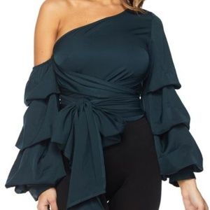 Teal Wrap Blouse